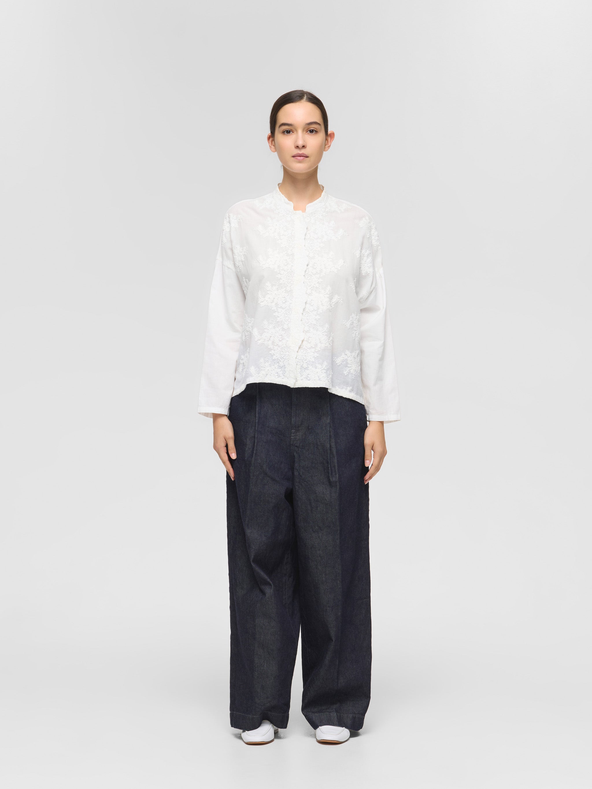 HIRO工房様確認用 lace stand collar wide shirt | 1-239005 – mizuiro ind