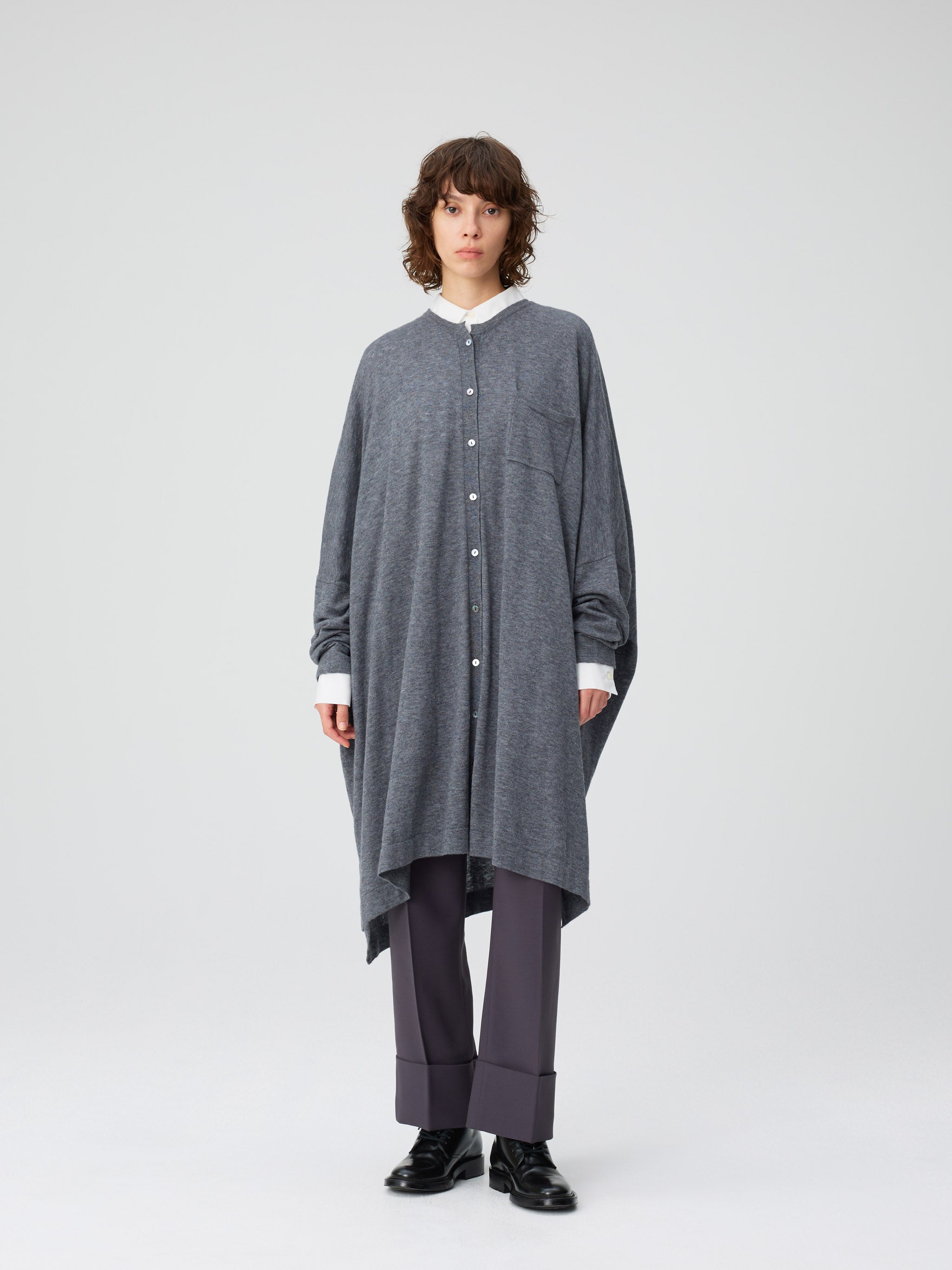 knitted stand collar shirt OP | 3-250034 – mizuiro ind