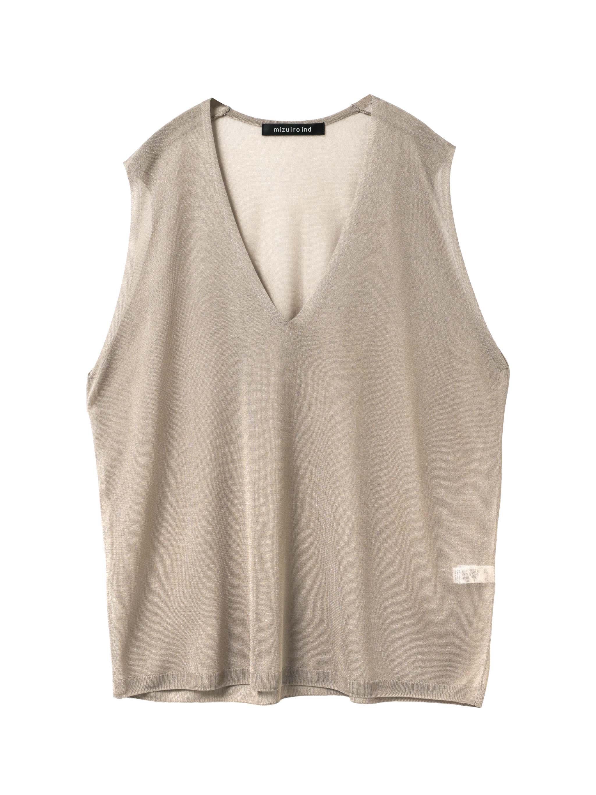 sheer deep V neck vest | 1-220055 – mizuiro ind