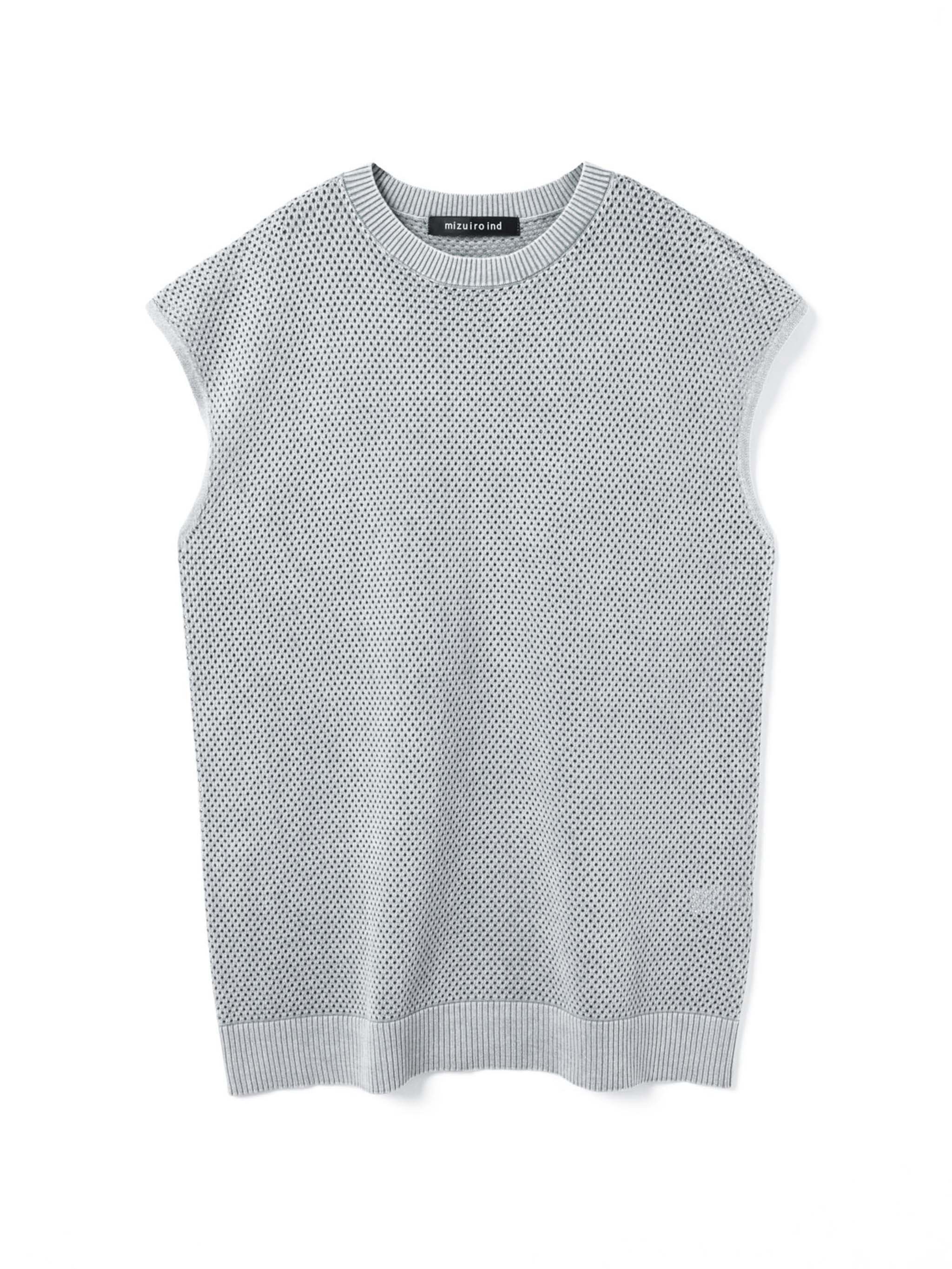 stone wash mesh long vest | 1-220067 – mizuiro ind