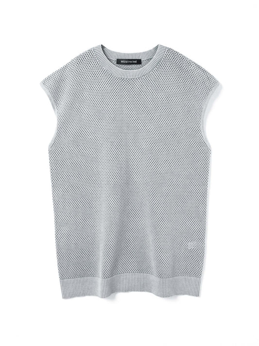 stone wash mesh long vest | 1-220067