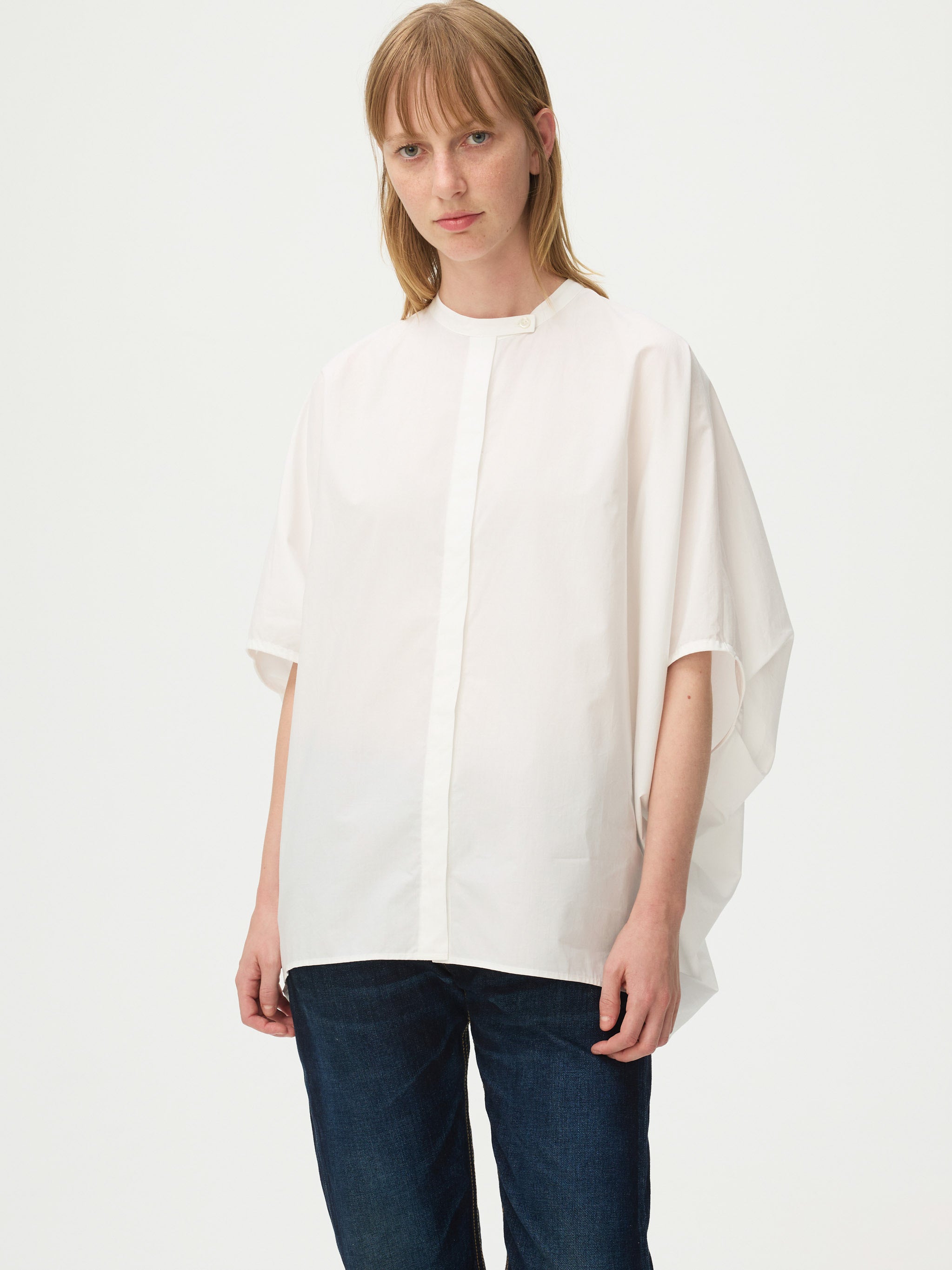 band collar cocoon shirt | 1-230036 – mizuiro ind