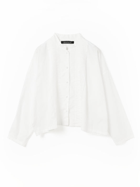 pin tuck stand collar wide shirt | 1-230050