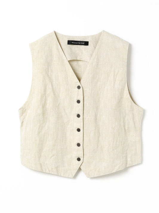 linen short vest | 1-230065