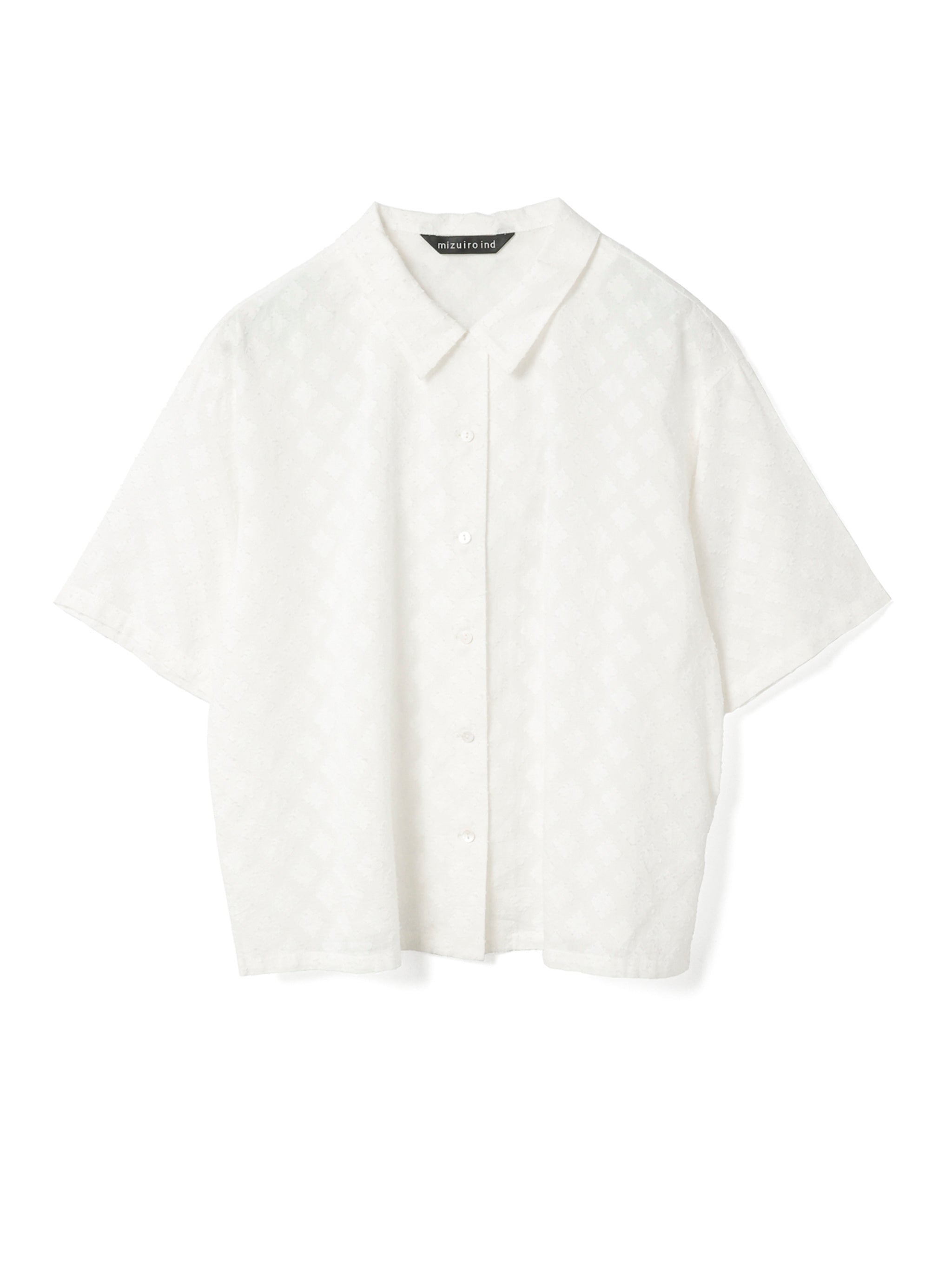 ブラウス シャツ メッシュカットジャカード ハーフスリーブシャツ レディース MACPHEE ブラウス シャツ メッシュカットジャカード ハーフ