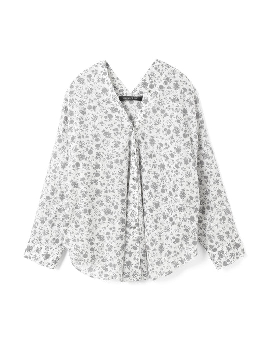 small flower print V neck shirt | 1-230118