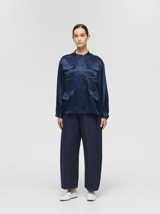 satin work shirt | 1-230130