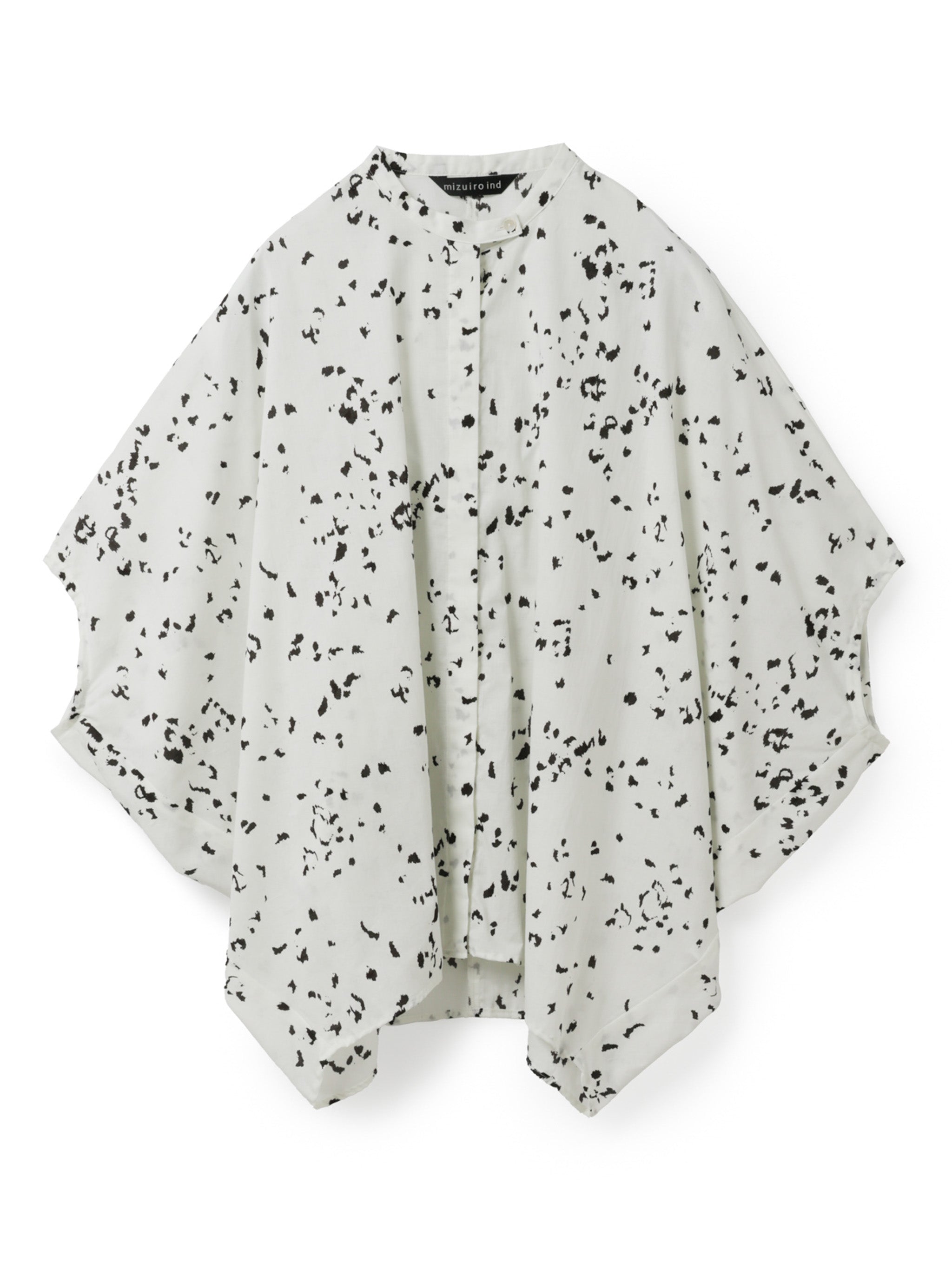 print stand collar cocoon shirt | 1-230133 – mizuiro ind