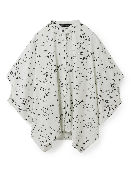 print stand collar cocoon shirt | 1-230133