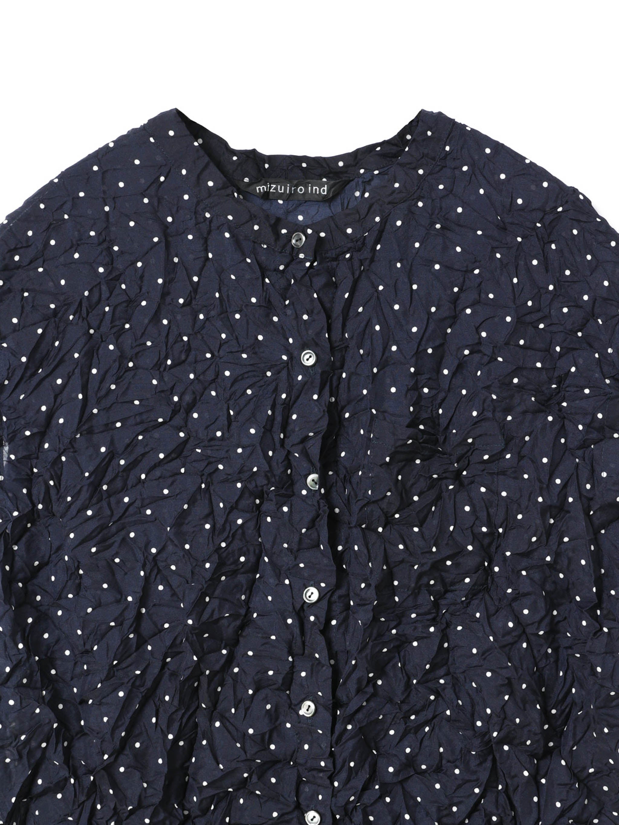 dots print catch washer N/S shirt | 1-230140 – mizuiro ind