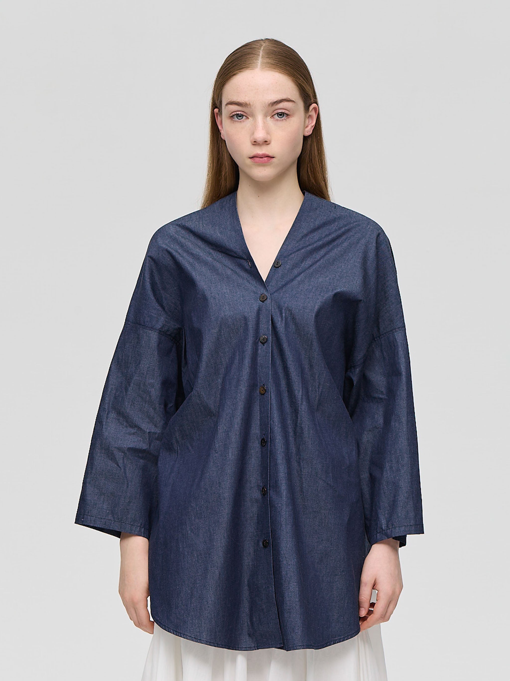 うさぎです！ V neck denim shirt | 1-230156 – mizuiro ind