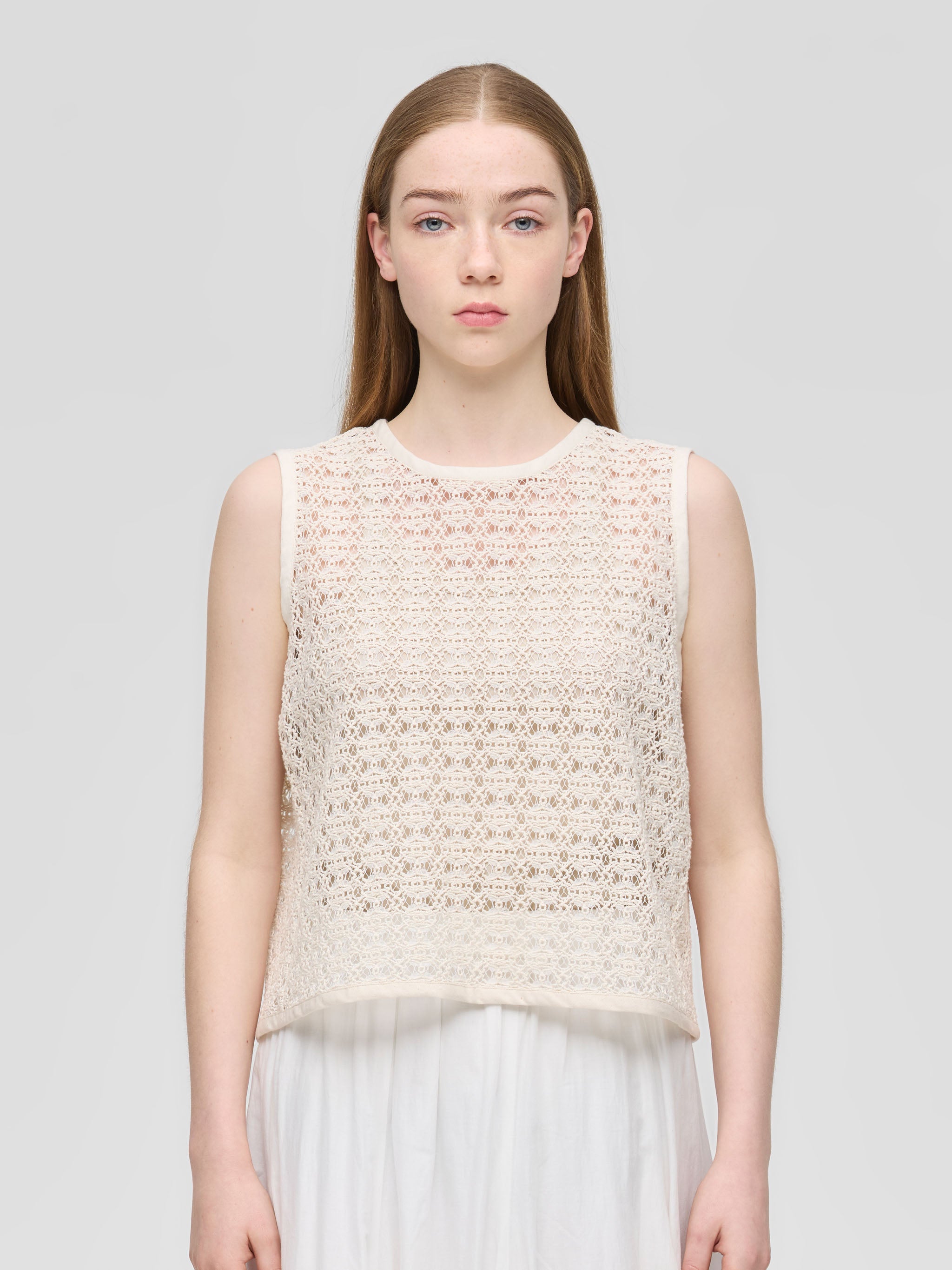 lace crew neck vest | 1-230159 – mizuiro ind