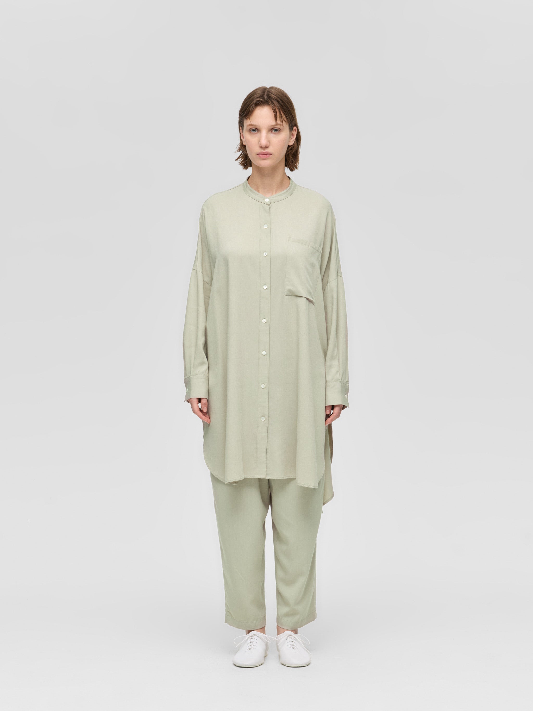 T/R band collar long shirt | 1-230169 – mizuiro ind
