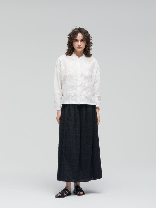 lace stand collar wide shirt | 1-239005