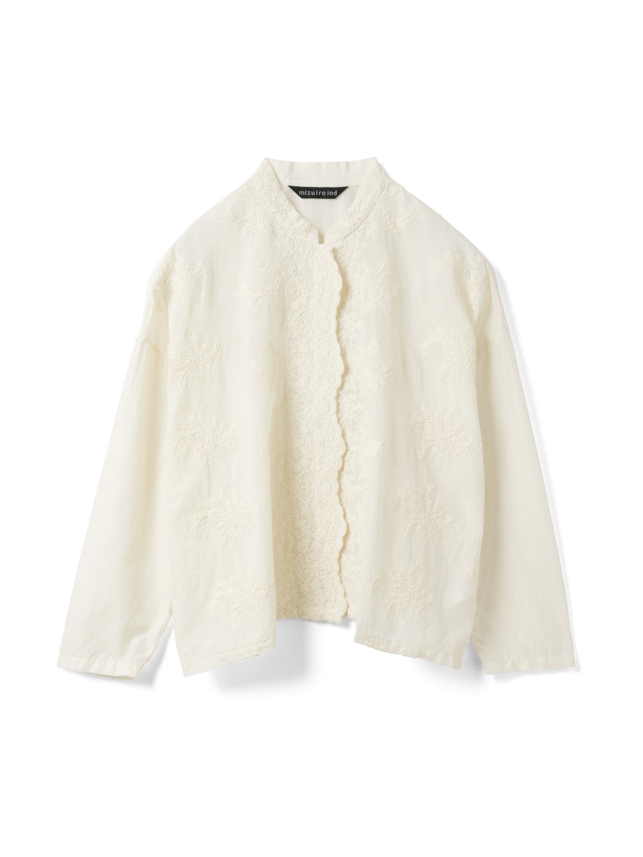 lace stand collar wide shirt | 1-239005 – mizuiro ind