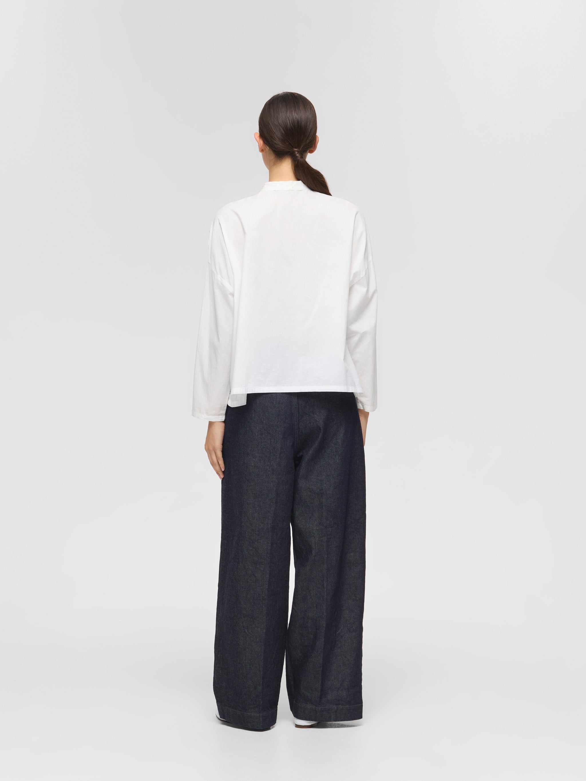 lace stand collar wide shirt | 1-239005 – mizuiro ind