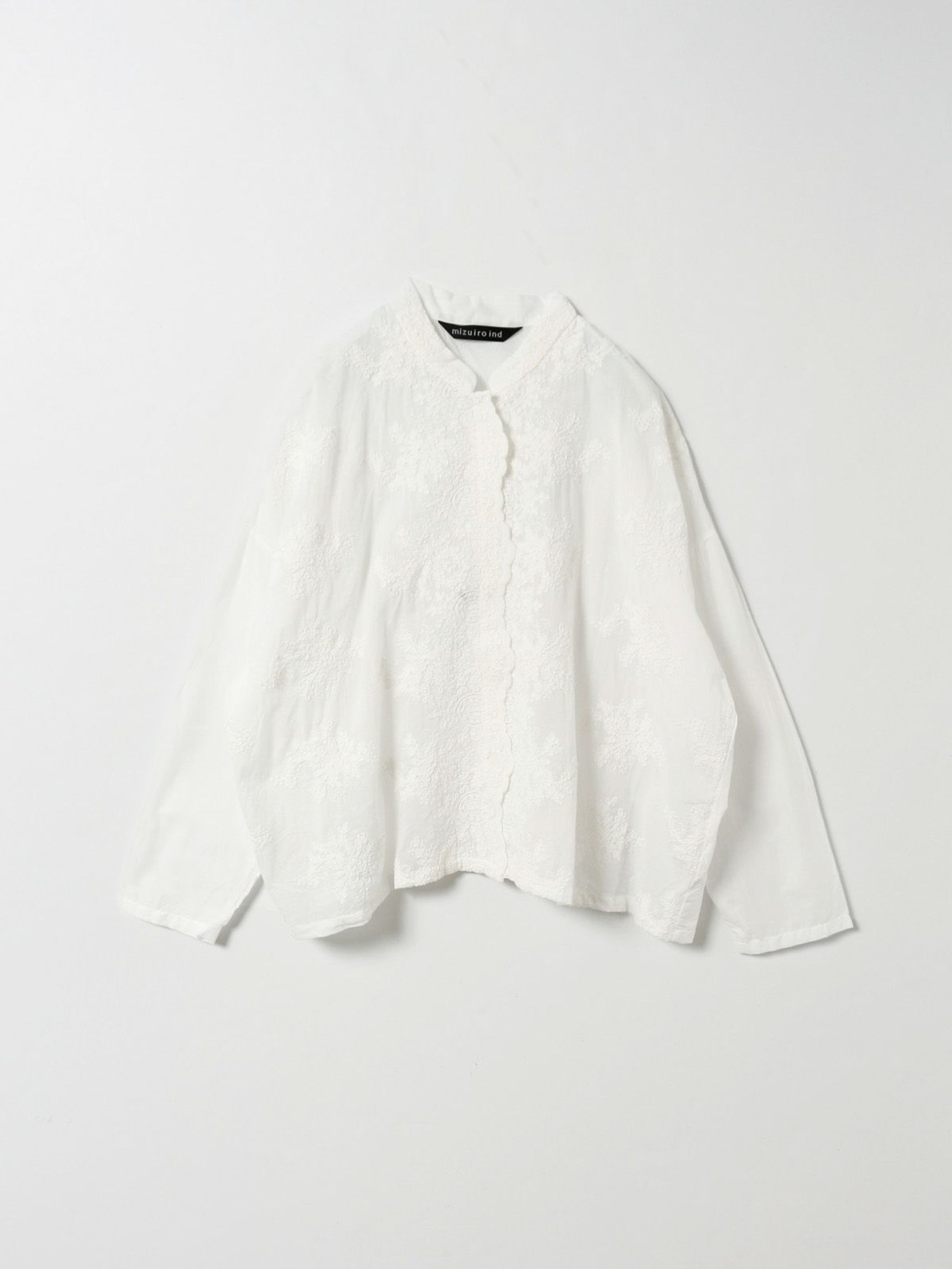 lace stand collar wide shirt | 1-239005