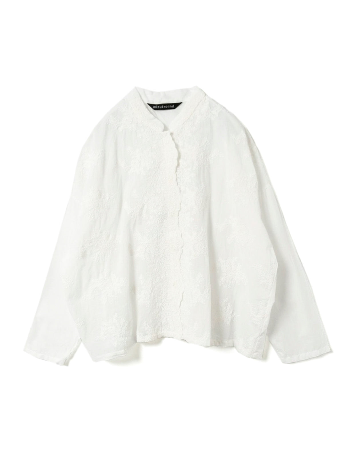lace stand collar wide shirt | 1-239005 – mizuiro ind