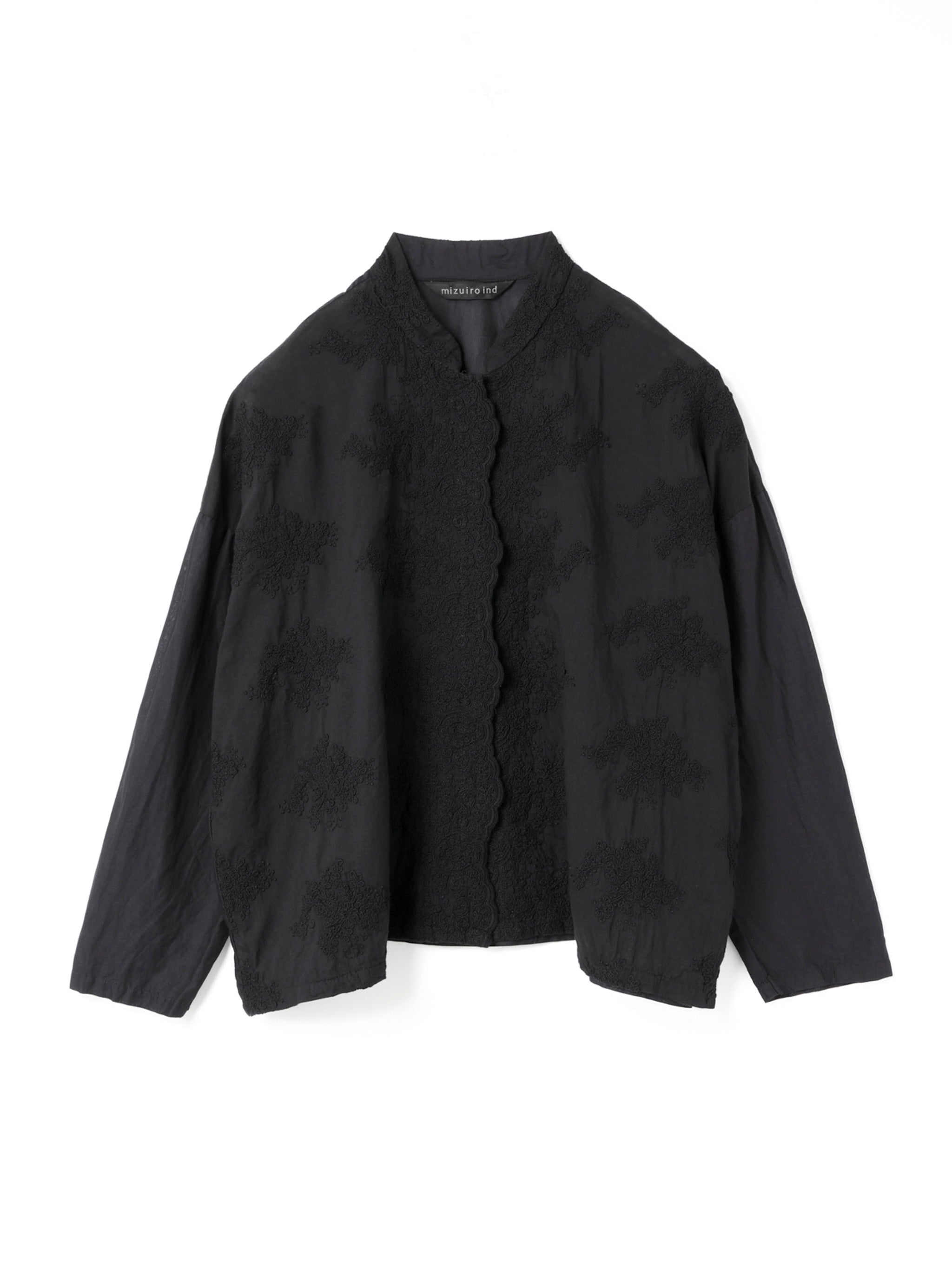 lace stand collar wide shirt | 1-239005 – mizuiro ind