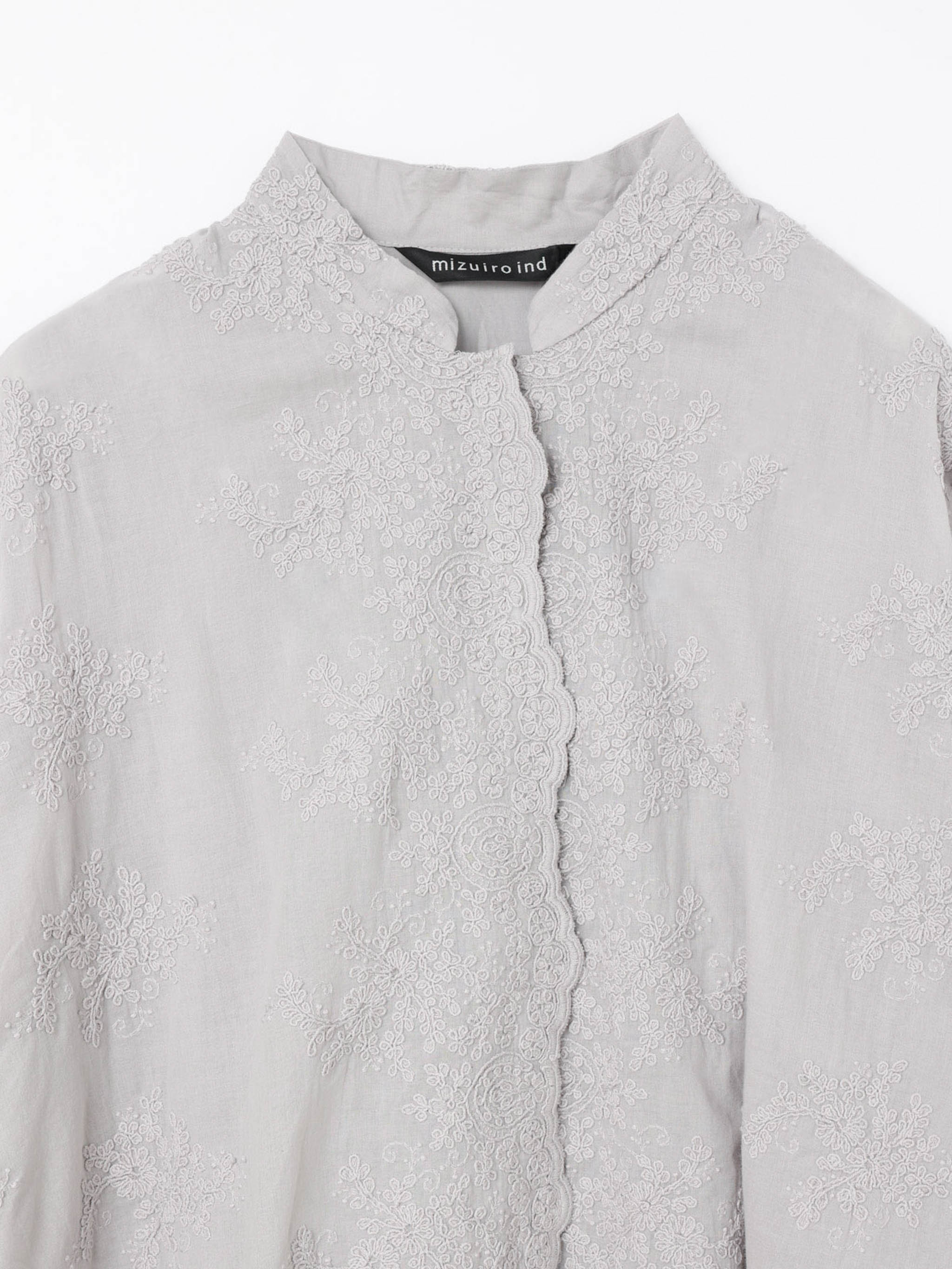 lace stand collar wide shirt | 1-239005