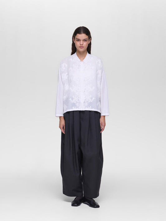 lace stand collar wide shirt | 1-239005