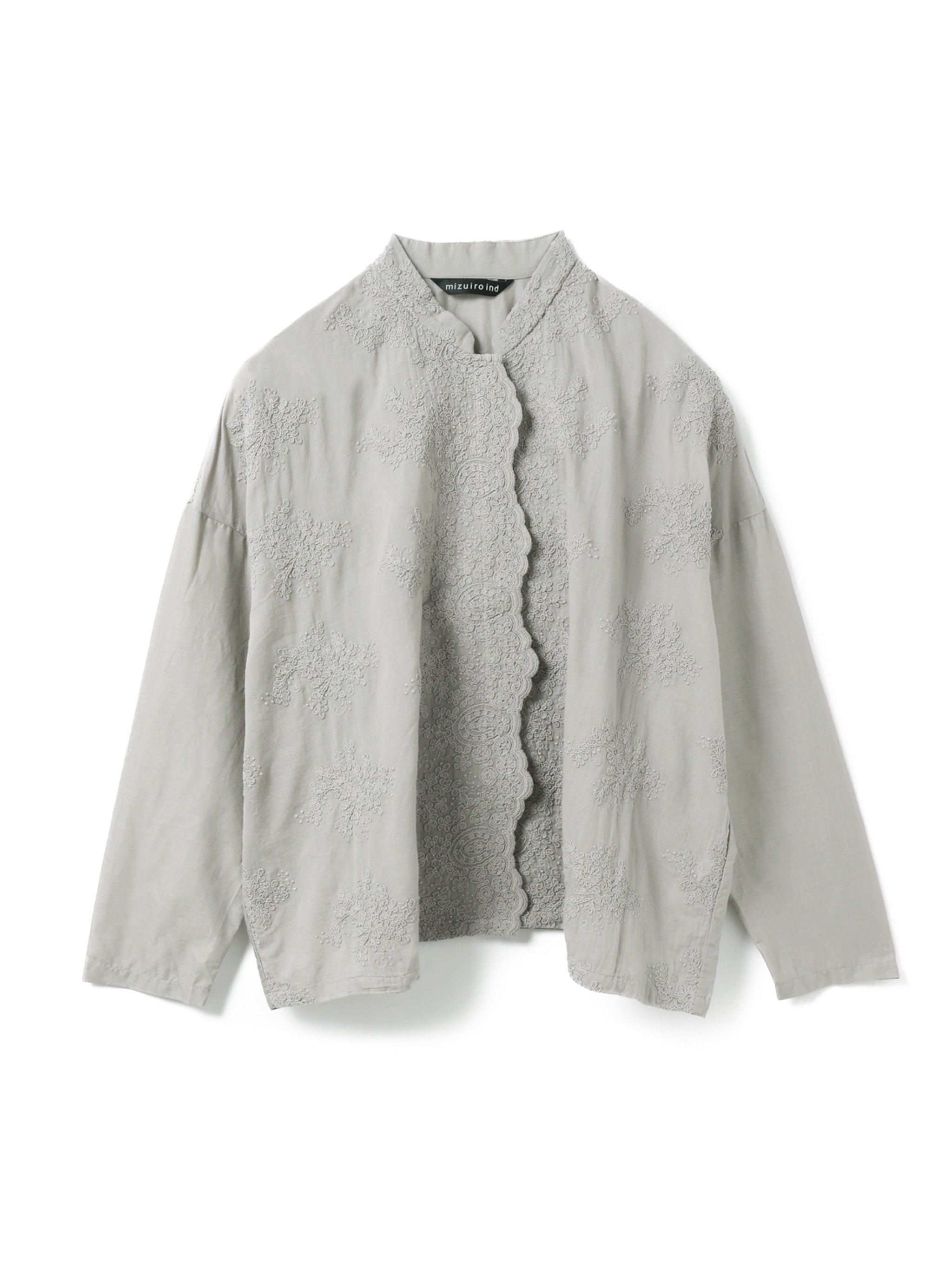 lace stand collar wide shirt | 1-239005 – mizuiro ind