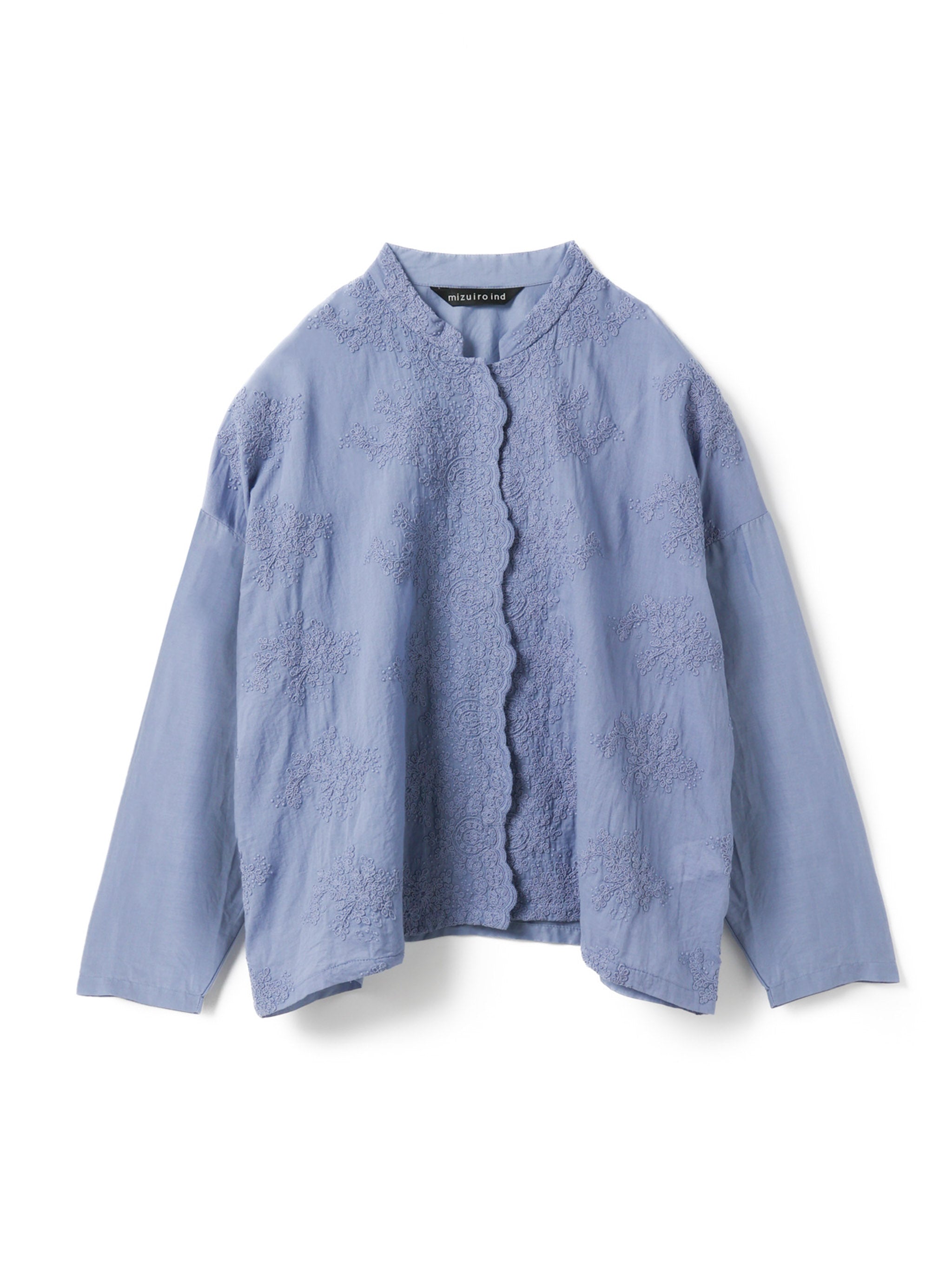 lace stand collar wide shirt | 1-239005 – mizuiro ind