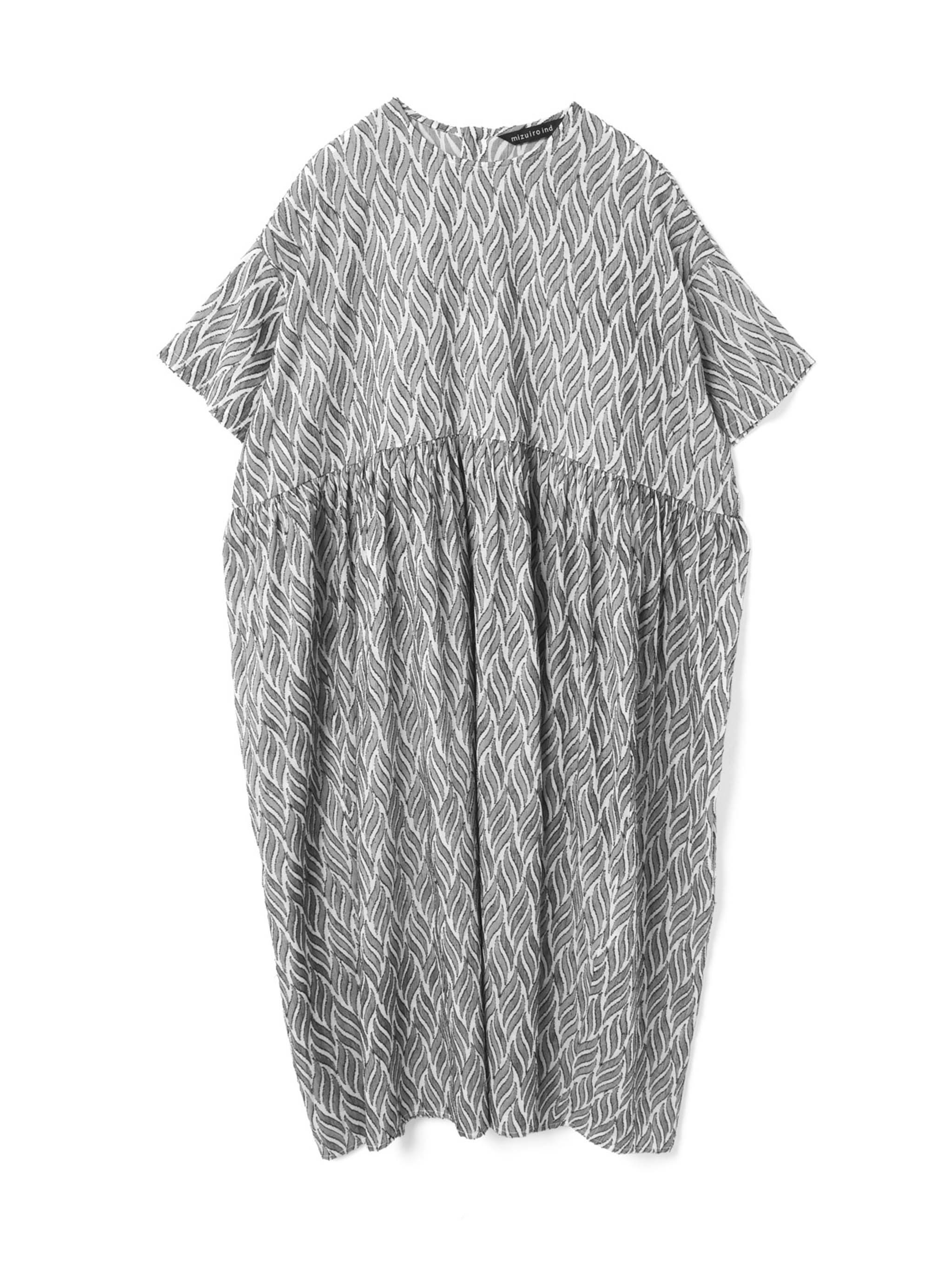 cut jacquard crew neck gather OP | 1-250098 – mizuiro ind