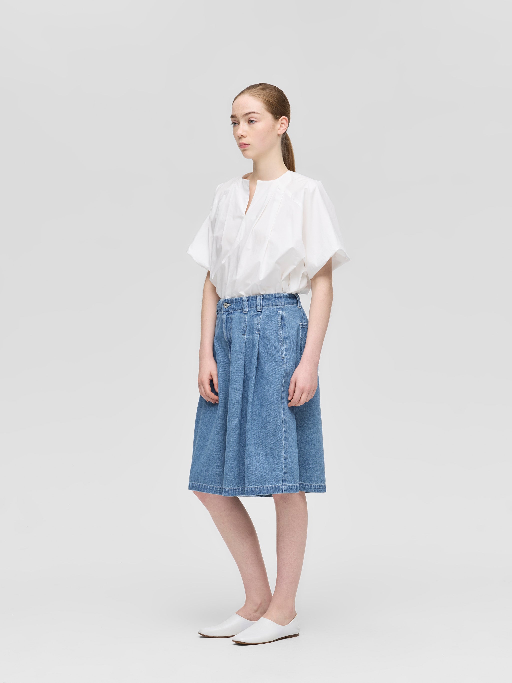 high waist wide half PT | 1-260096BL – mizuiro ind