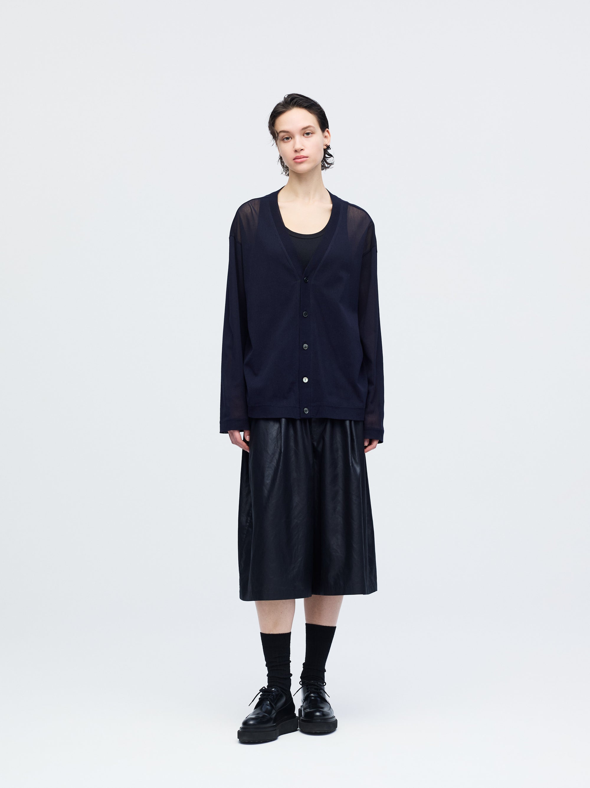 mesh V neck cardigan
