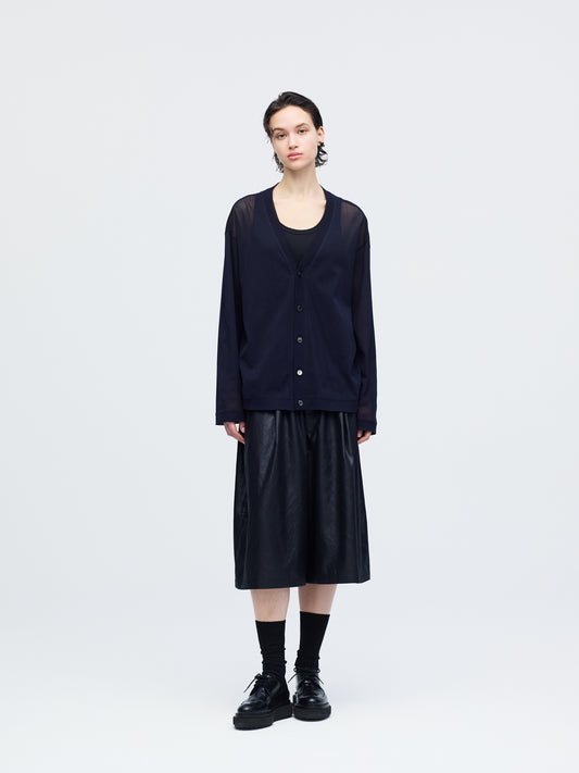mesh V neck cardigan | 1-510012-w