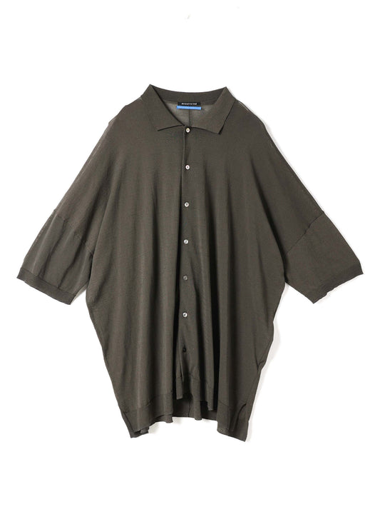 wide polo knit cardigan | 1-520005-w