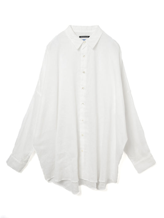 linen blend wide shirt | 1-530008-m