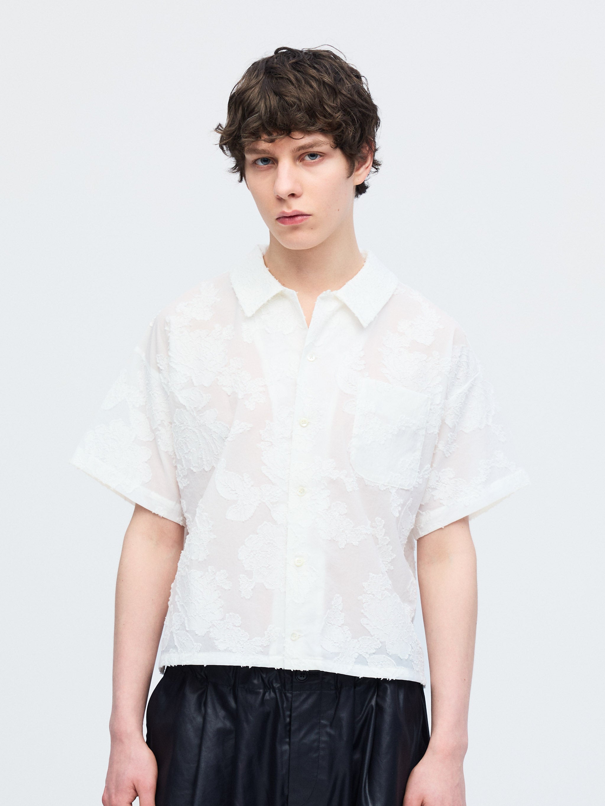 jacquard open collar shirt | 1-530021-m – mizuiro ind