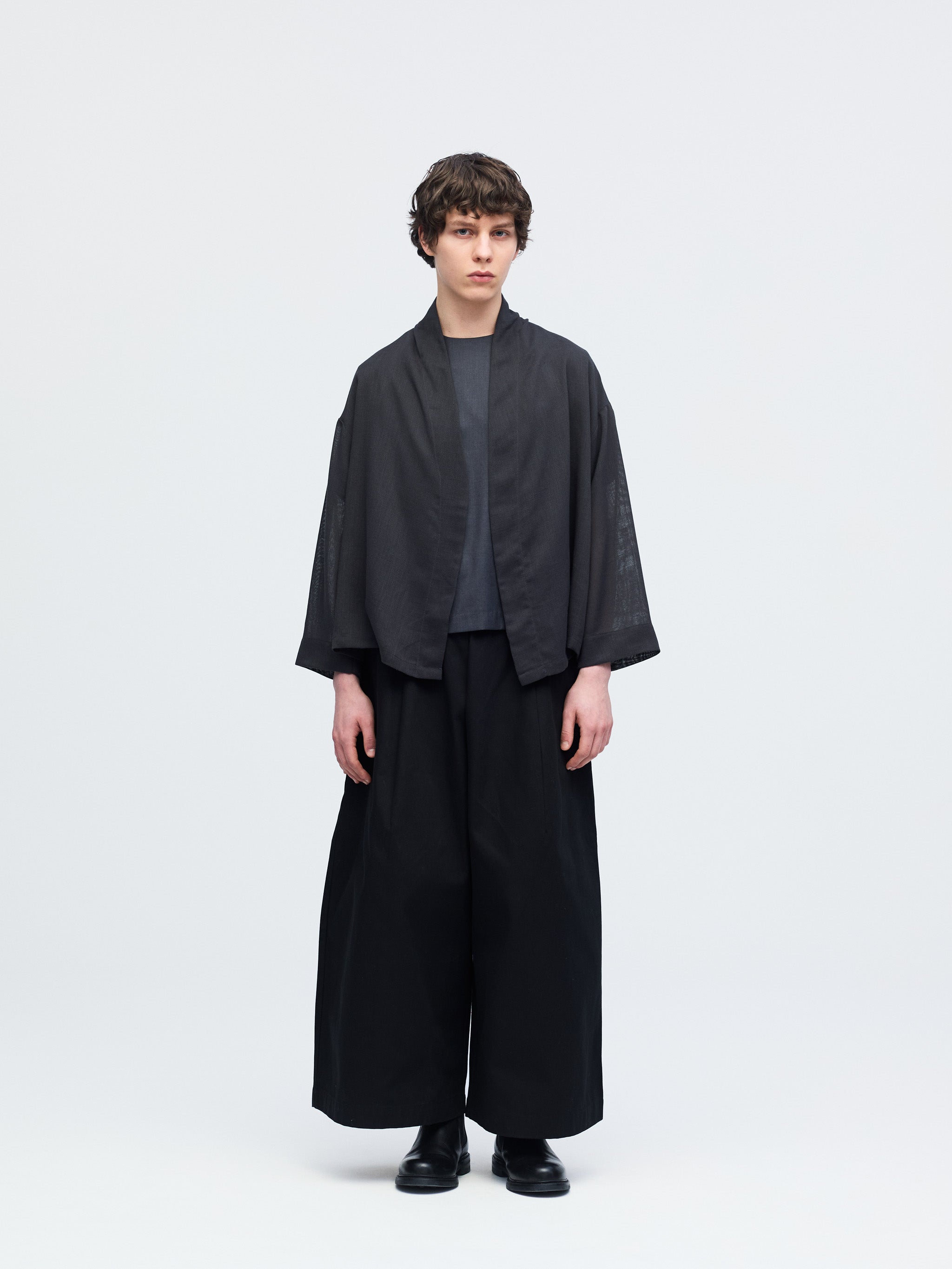 mesh drape collar cardigan | 1-530025-m – mizuiro ind