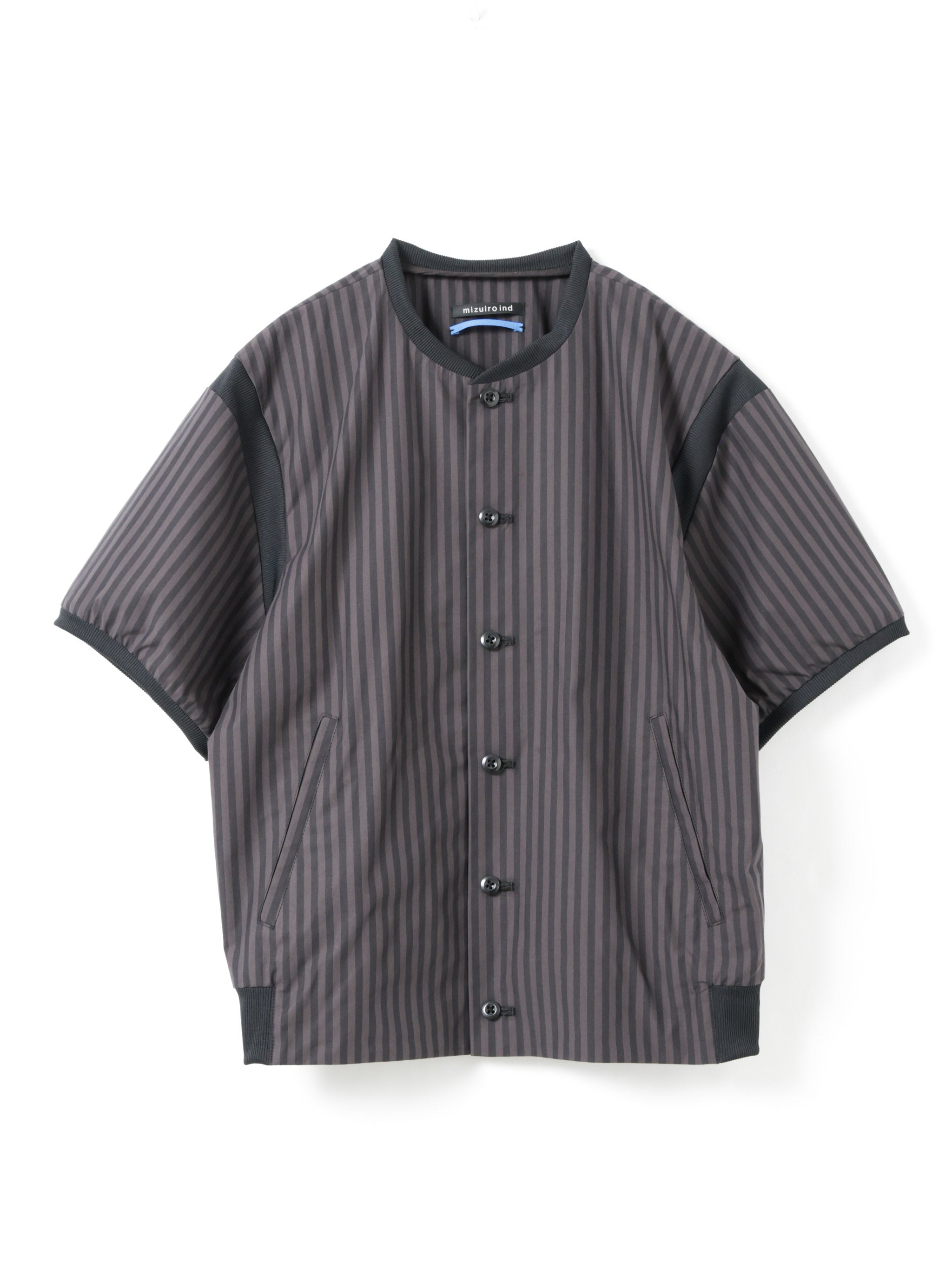 stripe half slv rib collar shirt | 1-530029-m – mizuiro ind