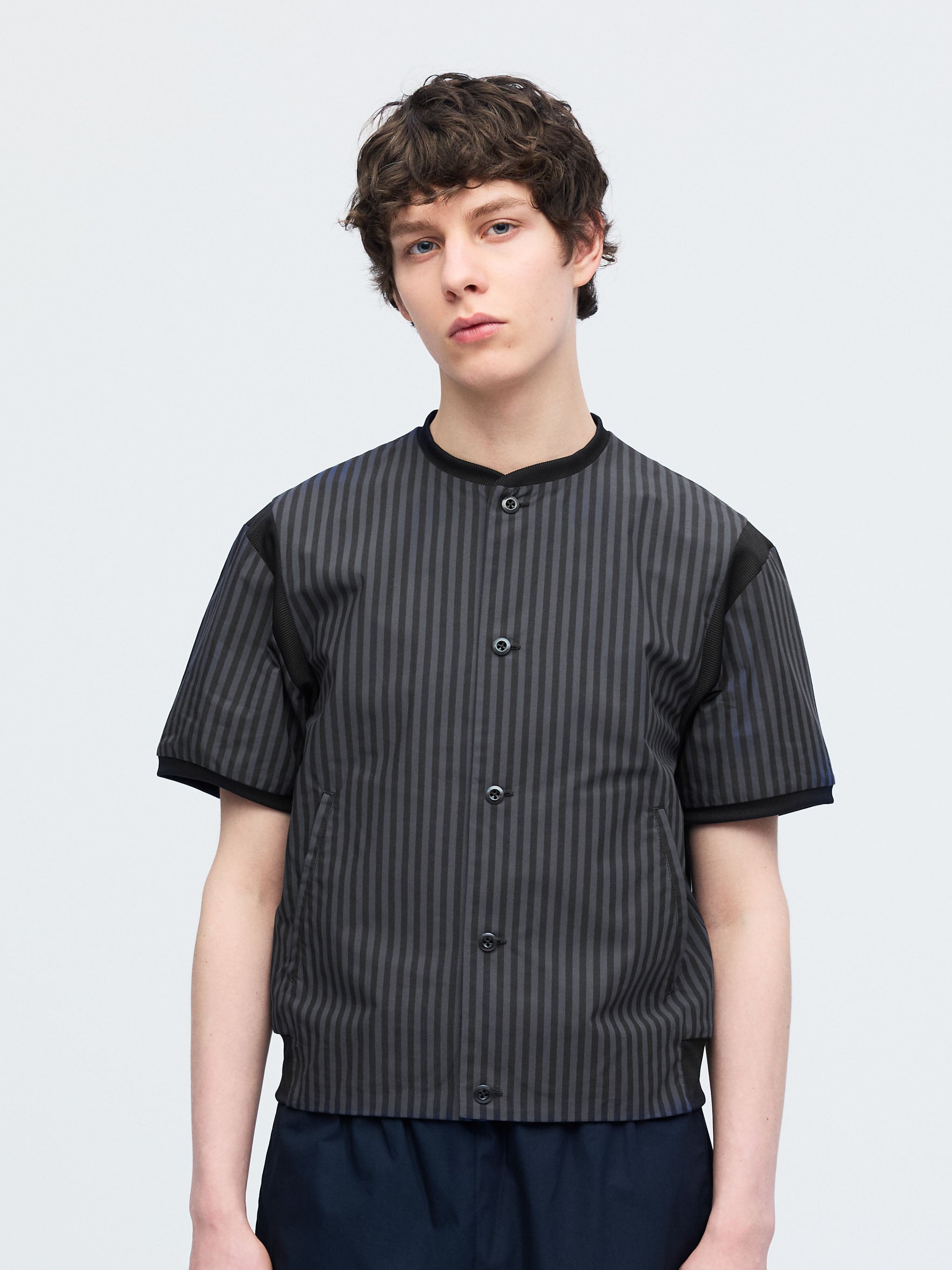 stripe half slv rib collar shirt | 1-530029-m – mizuiro ind