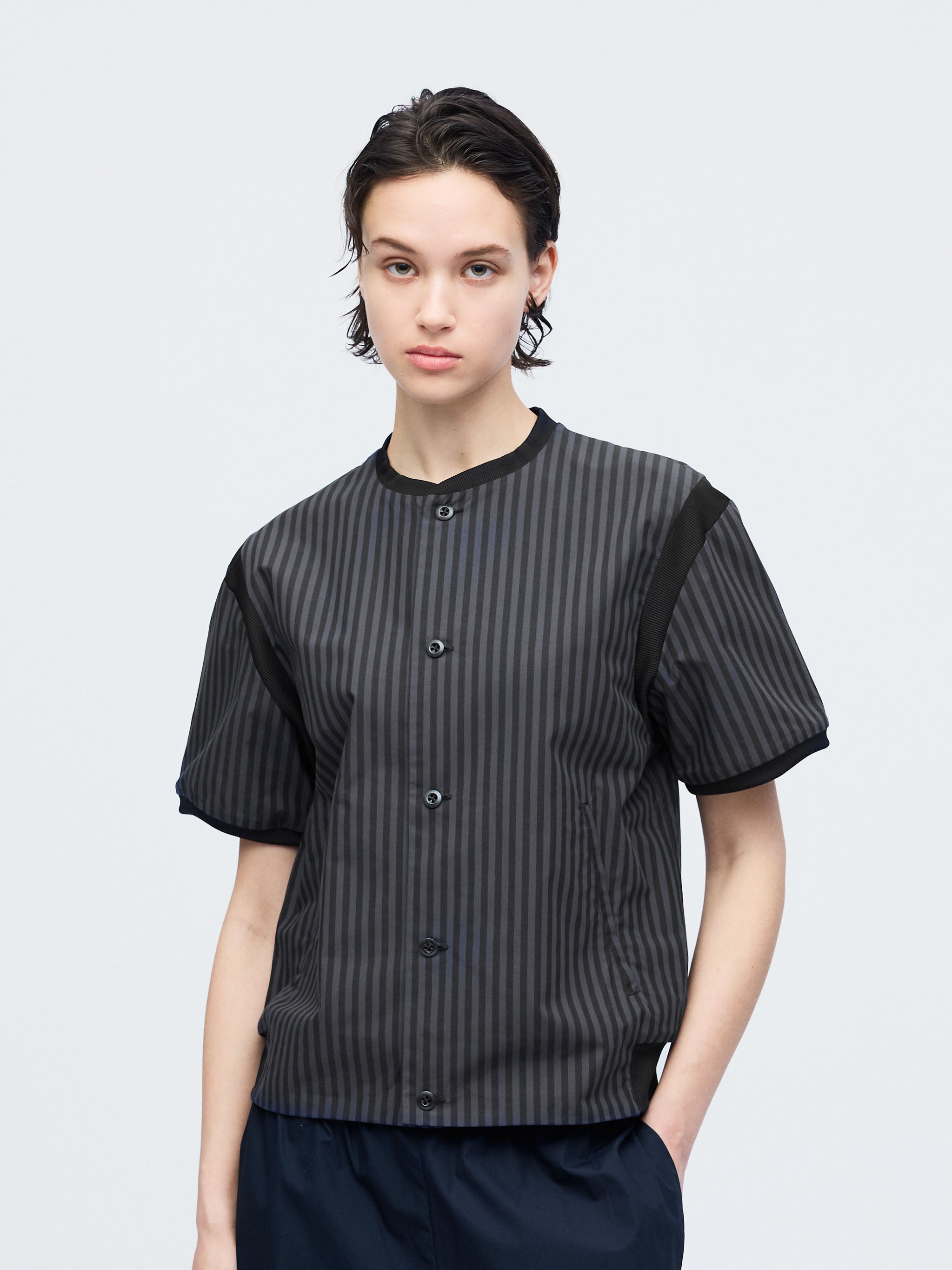 stripe half slv rib collar shirt | 1-530029-w – mizuiro ind