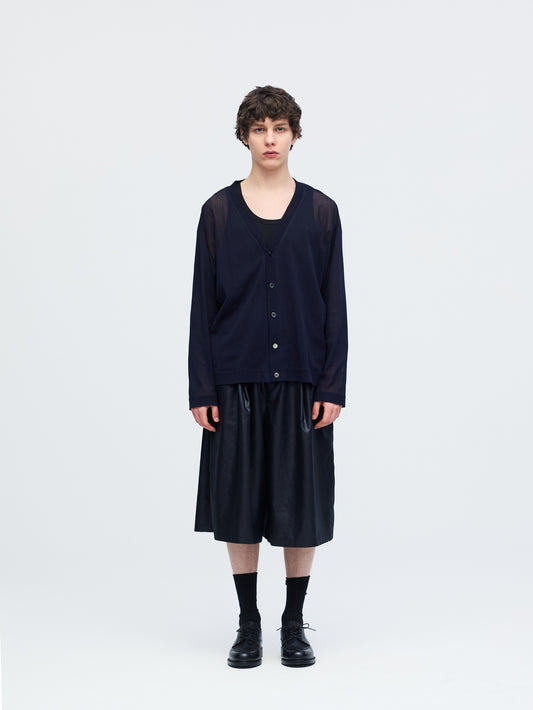 glossy wide half pants | 1-560009-m