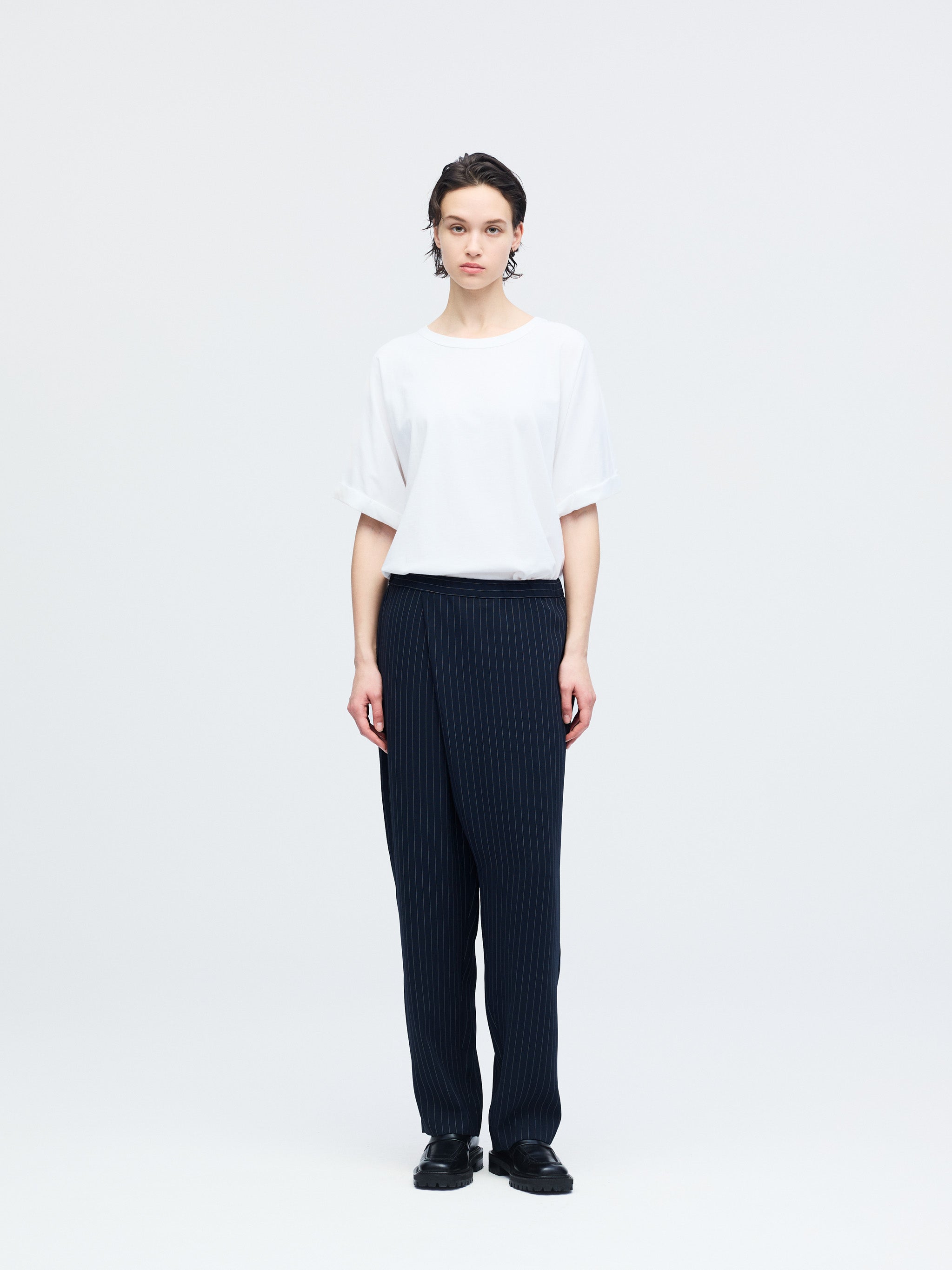 stripe wrap like trousers | 1-560016-w – mizuiro ind