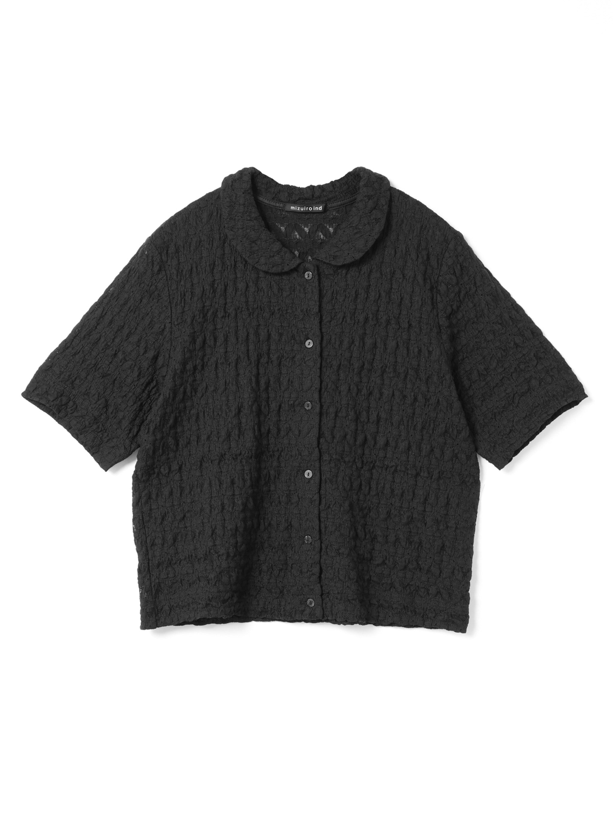 stretch lace round collar shirt | 2-210111 – mizuiro ind