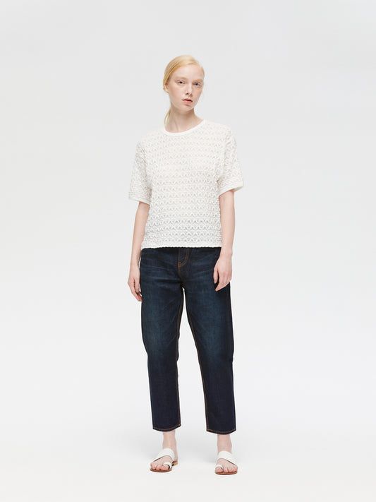 stretch lace c/neck T | 2-210118