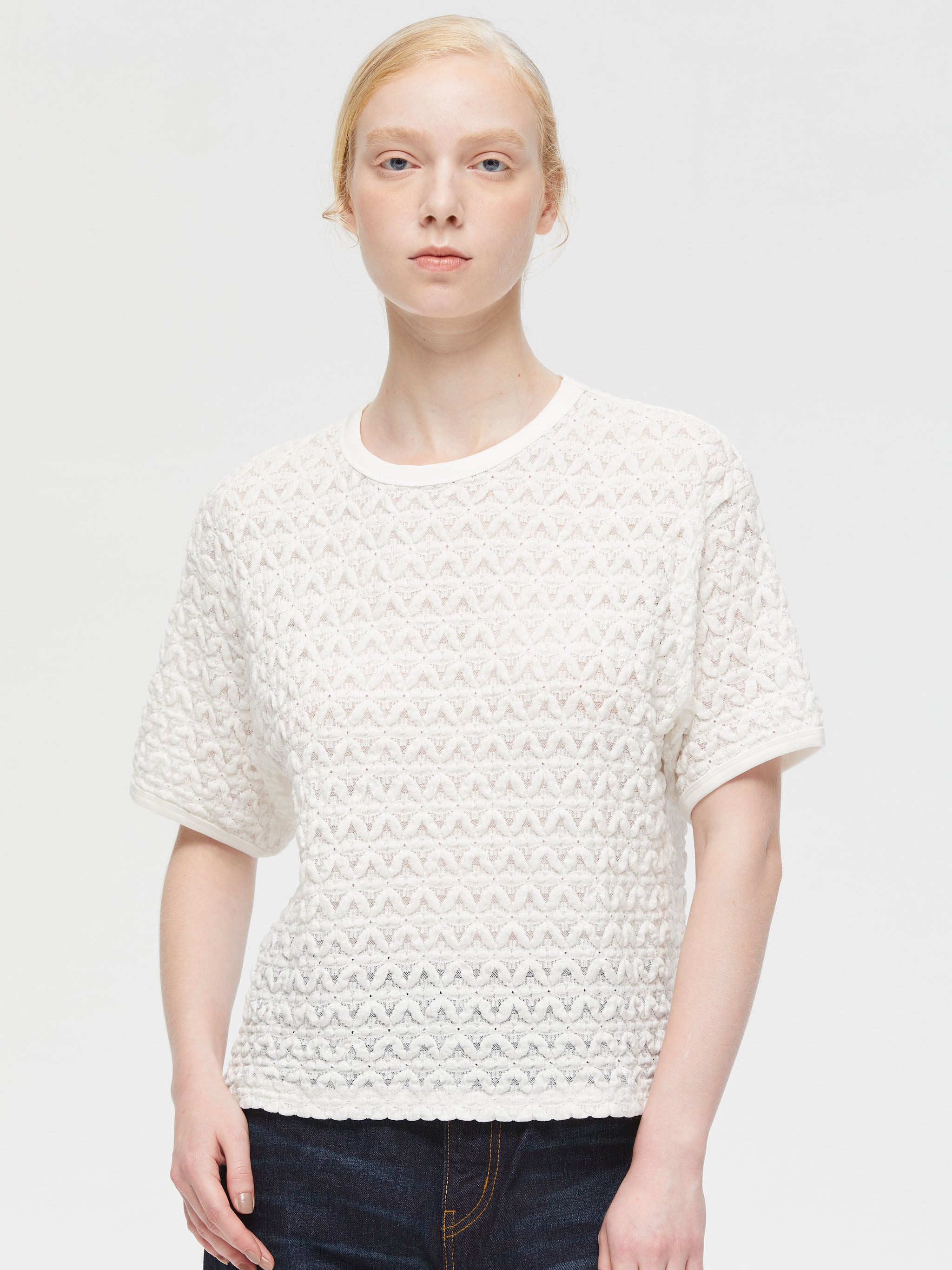 stretch lace c/neck T | 2-210118 – mizuiro ind