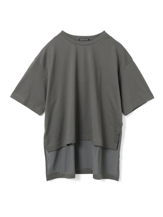 side slit wide tunic T shirt | 2-210127