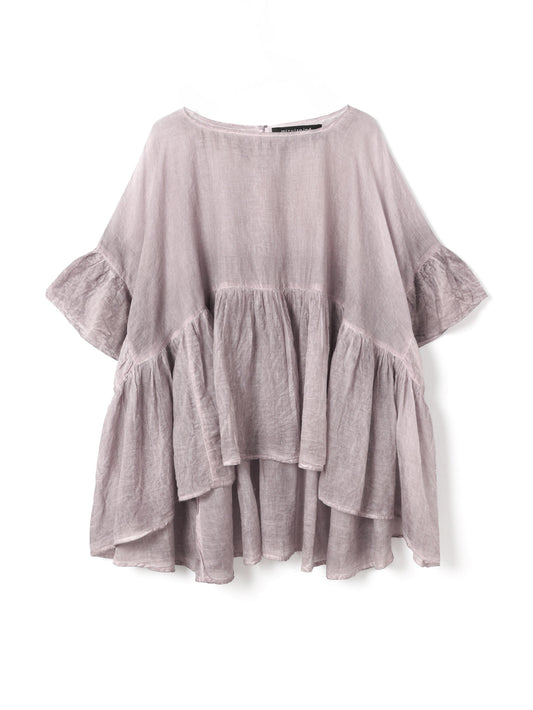 pigment dyed gathered blouse | 2-230082