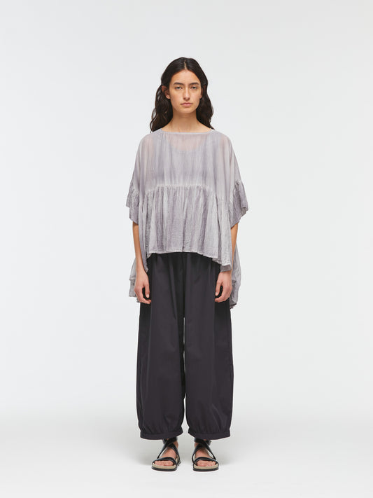pigment dyed gathered blouse | 2-230082