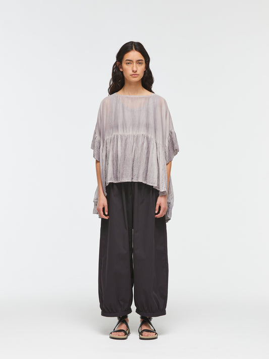 pigment dyed gathered blouse | 2-230082
