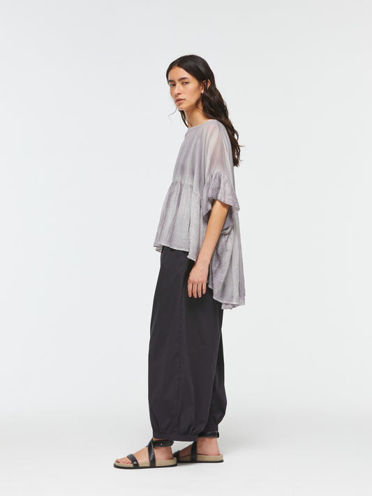 pigment dyed gathered blouse | 2-230082