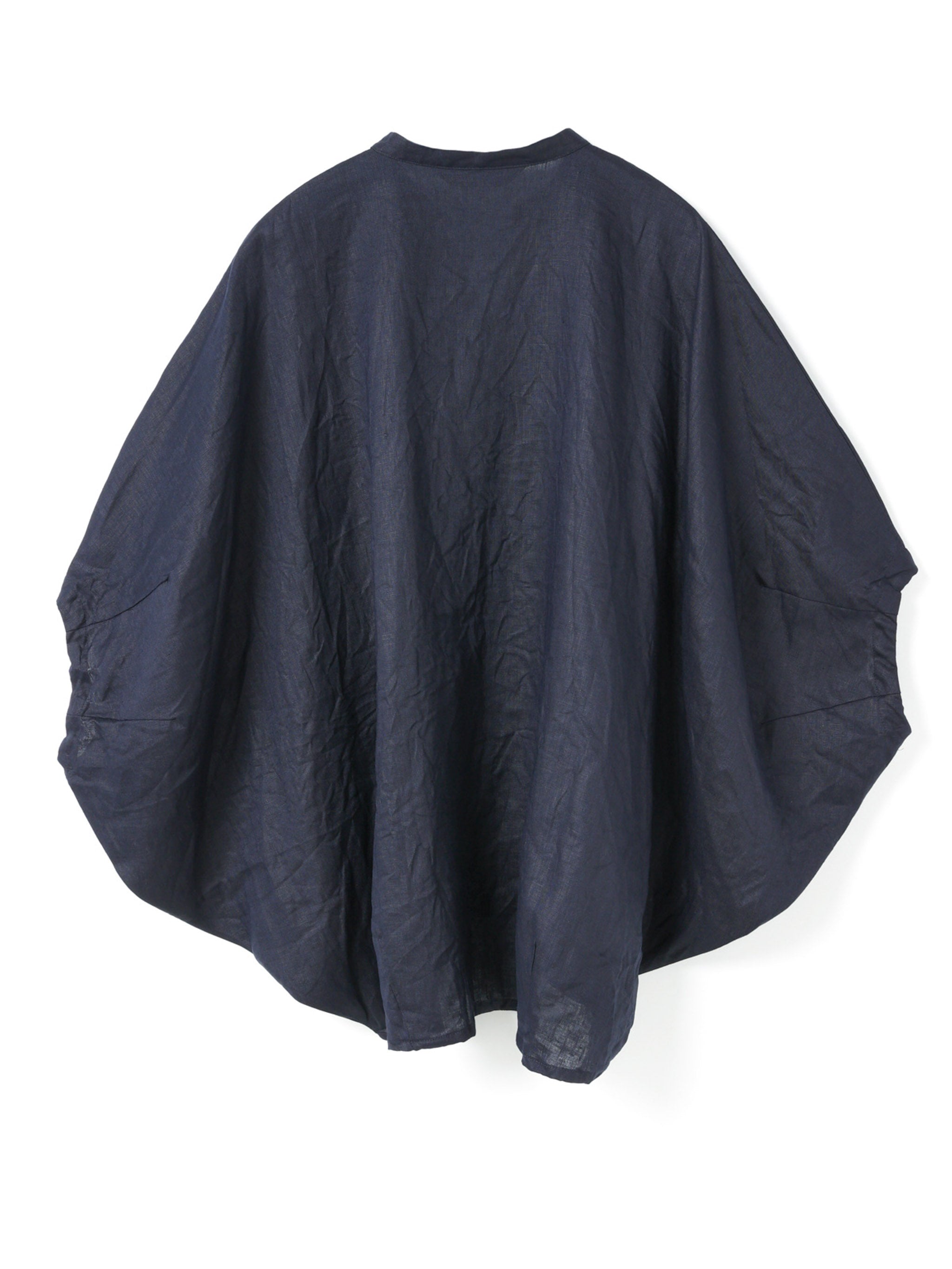 linen stand collar cocoon shirt | 2-230083 – mizuiro ind