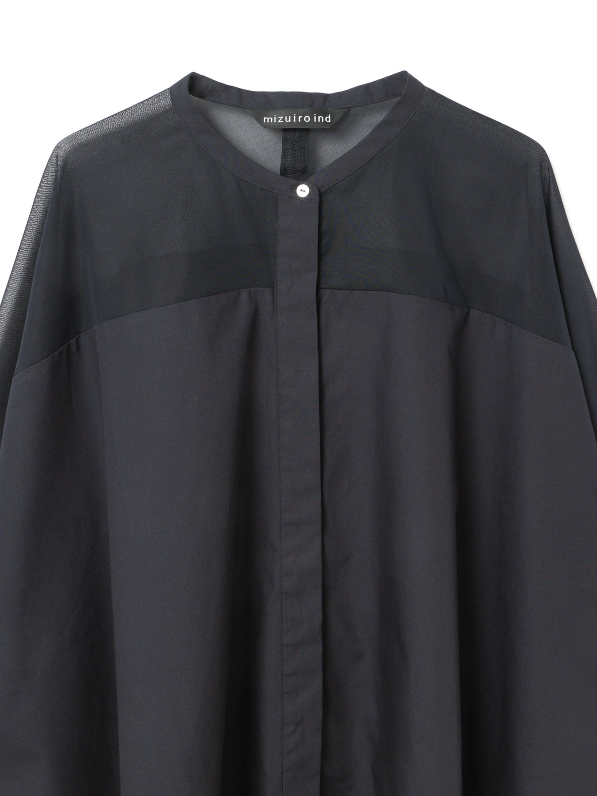 【SALE】ミズイロインド mizuiro ind スタンド カラー シアー シャツ stand collar sheer shirt 2-230088 レディース トップス 長袖 stand collar sheer shirt | 2-230088 – mizuiro ind